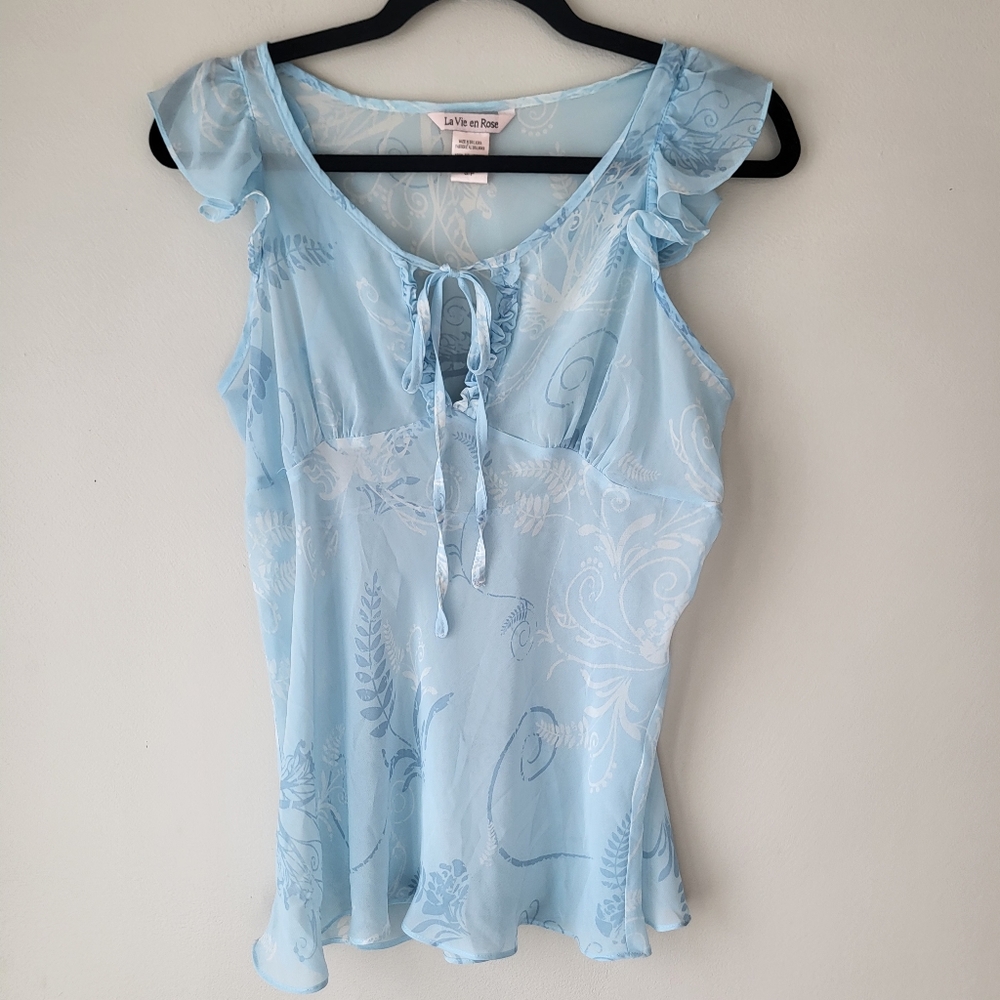 La Vie En Rose Light Blue Women's Sheer Sleepwear Set - Picture 3 of 4
